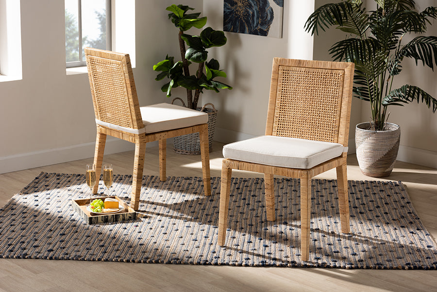 Baxton Studio Sofia Modern and Contemporary Natural Finished Wood and Rattan Counter Stool | Counter Stools | Modishstore