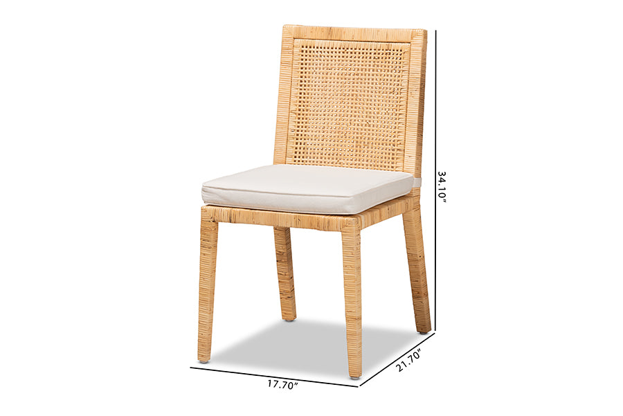 Baxton Studio Sofia Modern and Contemporary Natural Finished Wood and Rattan 2-Piece Dining Chair Set | Dining Chairs | Modishstore - 9