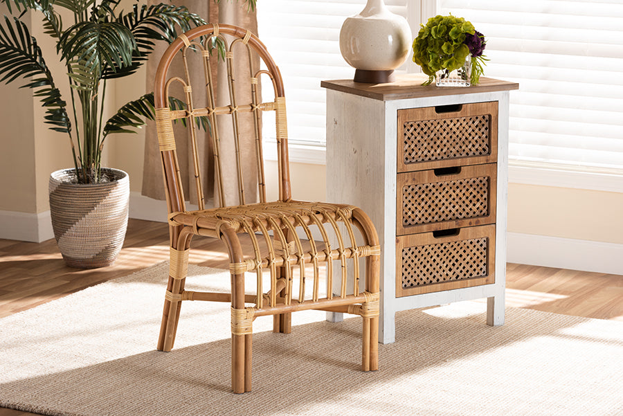 Baxton Studio Athena Modern and Contemporary Natural Finished Rattan Dining Chair | Modishstore | Dining Chairs