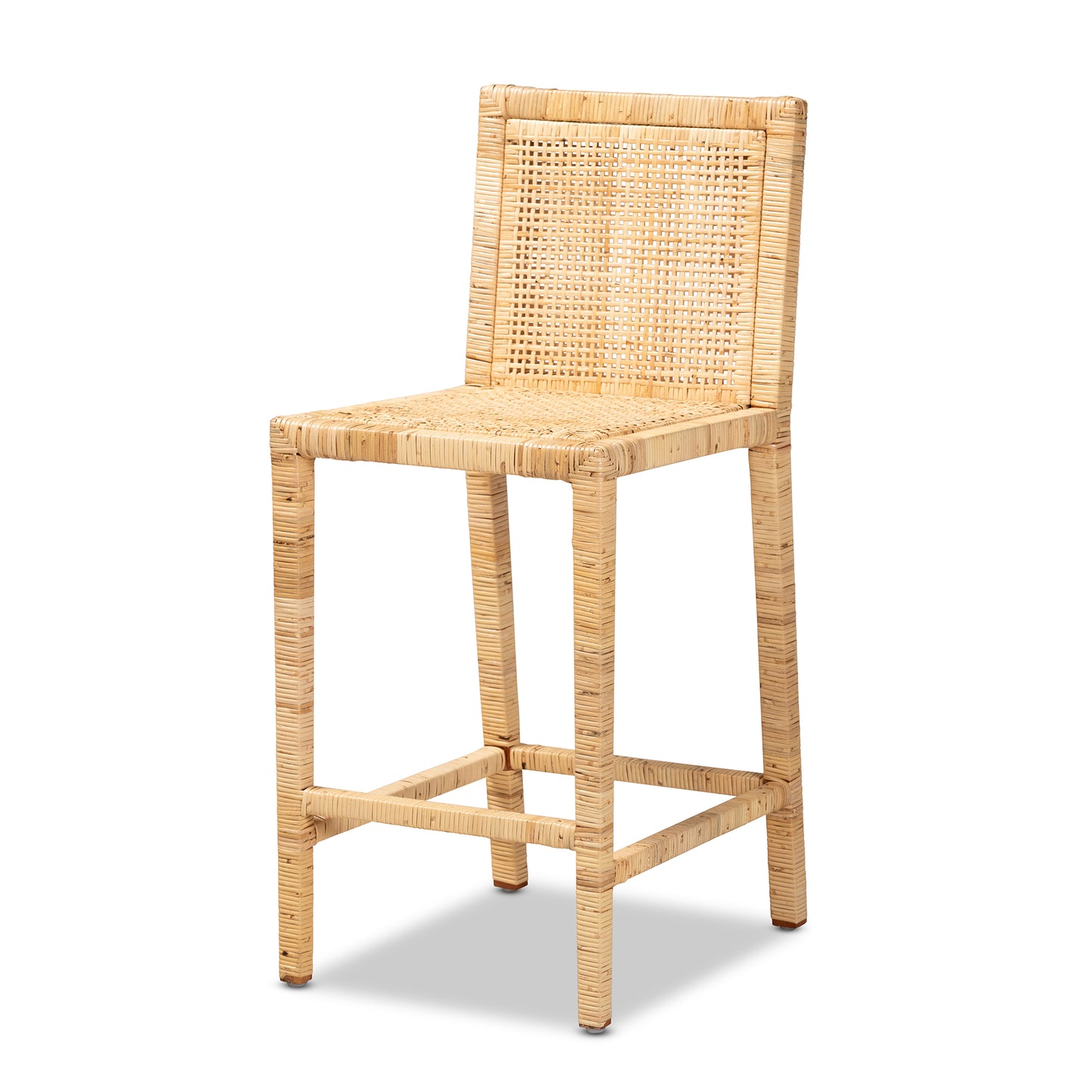 Baxton Studio Sofia Modern and Contemporary Natural Finished Wood and Rattan Counter Stool | Counter Stools | Modishstore - 2