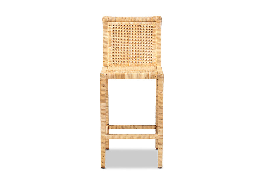 Baxton Studio Sofia Modern and Contemporary Natural Finished Wood and Rattan Counter Stool | Counter Stools | Modishstore - 14