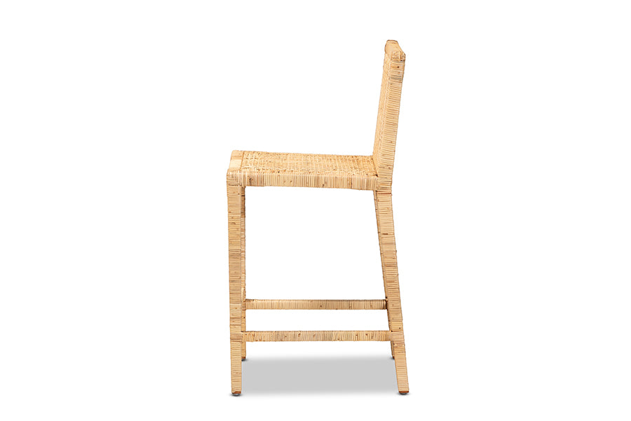 Baxton Studio Sofia Modern and Contemporary Natural Finished Wood and Rattan Counter Stool | Counter Stools | Modishstore - 13
