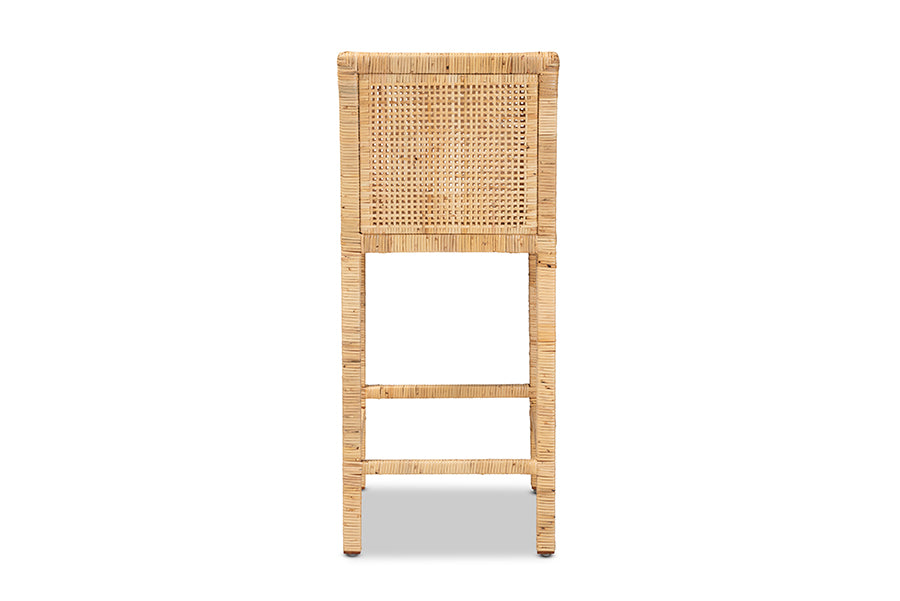 Baxton Studio Sofia Modern and Contemporary Natural Finished Wood and Rattan Counter Stool | Counter Stools | Modishstore - 12