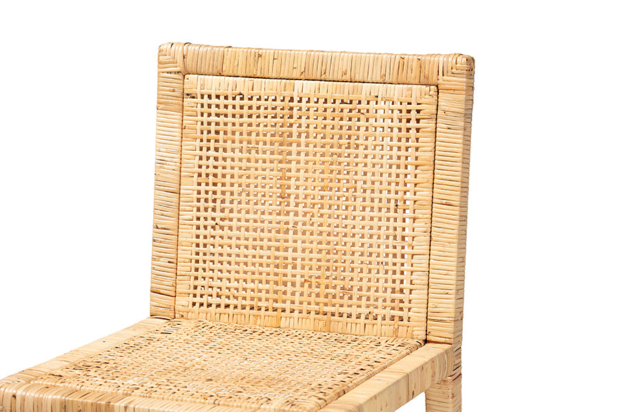 Baxton Studio Sofia Modern and Contemporary Natural Finished Wood and Rattan 2-Piece Dining Chair Set | Dining Chairs | Modishstore - 11