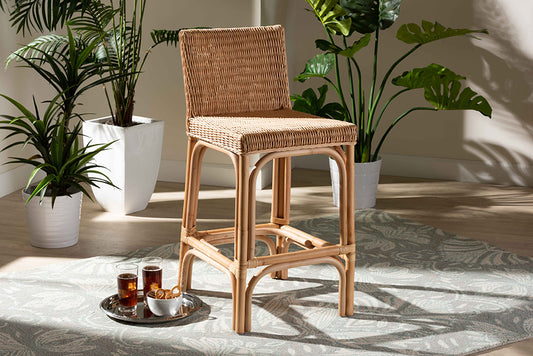 Baxton Studio Athena Modern and Contemporary Natural Finished Rattan Counter Stool | Counter Stools | Modishstore