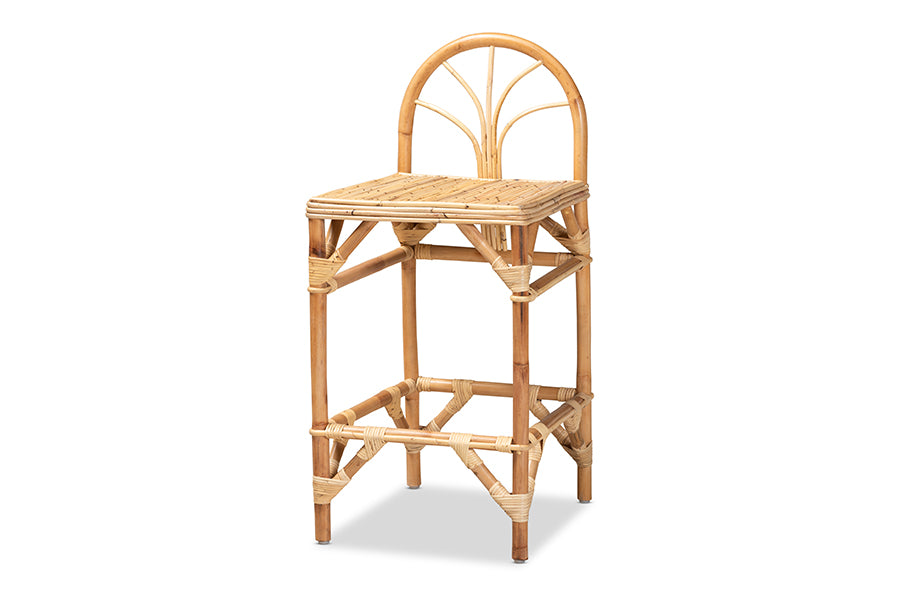 baxton studio seville modern and contemporary natural finished rattan counter stool | Modish Furniture Store-2
