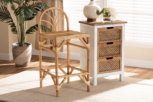 Baxton Studio Seville Modern and Contemporary Natural Finished Rattan Counter Stool | Modishstore | Counter Stools