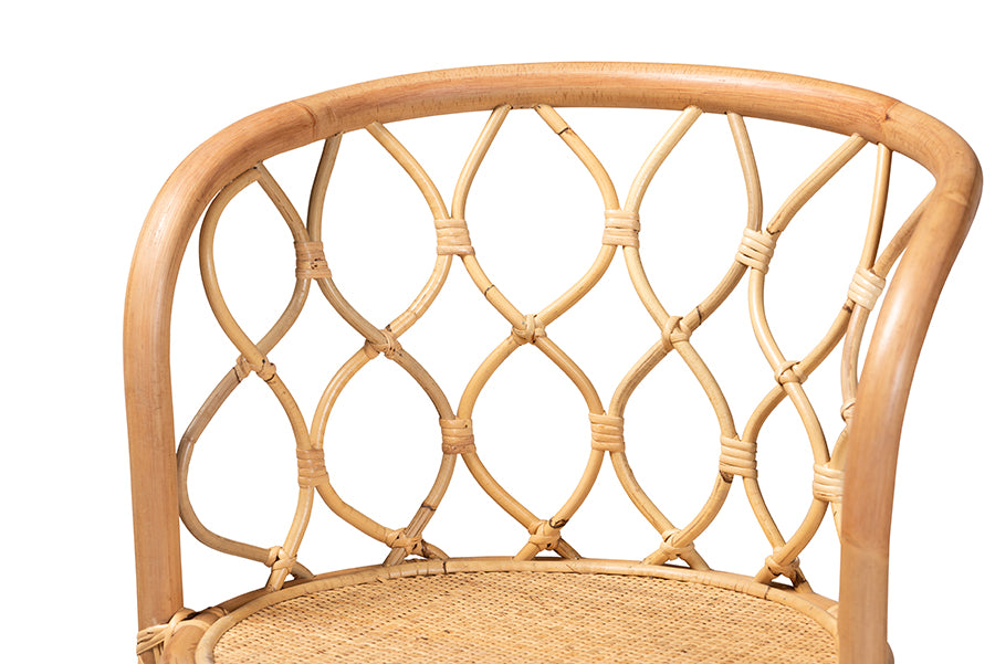 Baxton Studio Diana Modern and Contemporary Natural Finished Rattan Counter Stool | Counter Stools | Modishstore - 3