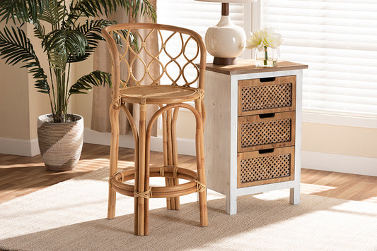 Baxton Studio Diana Modern and Contemporary Natural Finished Rattan Counter Stool | Counter Stools | Modishstore