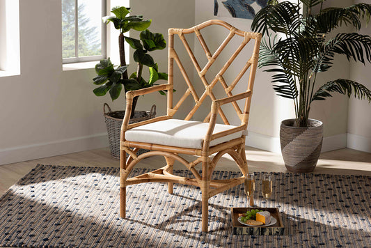 Baxton Studio Delta Modern and Contemporary Natural Finished Rattan Dining Chair | Modishstore | Dining Chairs
