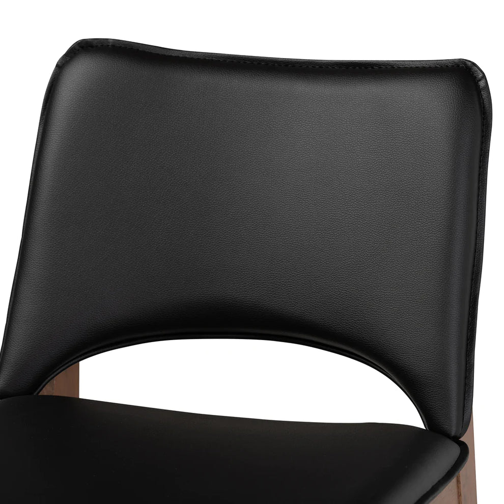 Baxton Studio Afton Mid-Century Modern Black Faux Leather Upholstered and Walnut Brown Finished Wood 2-Piece Dining Chair Set | Dining Chairs | Modishstore - 5