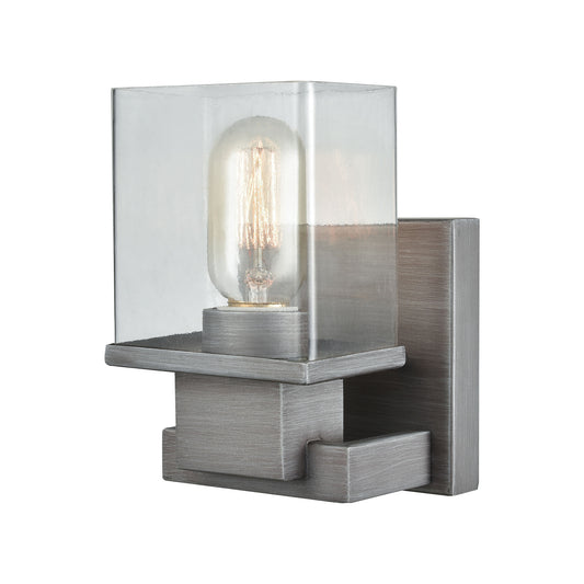 Hotelier 1-Light Vanity Lamp in Weathered Zinc with Clear Glass ELK Lighting | Vanity Light | Modishstore