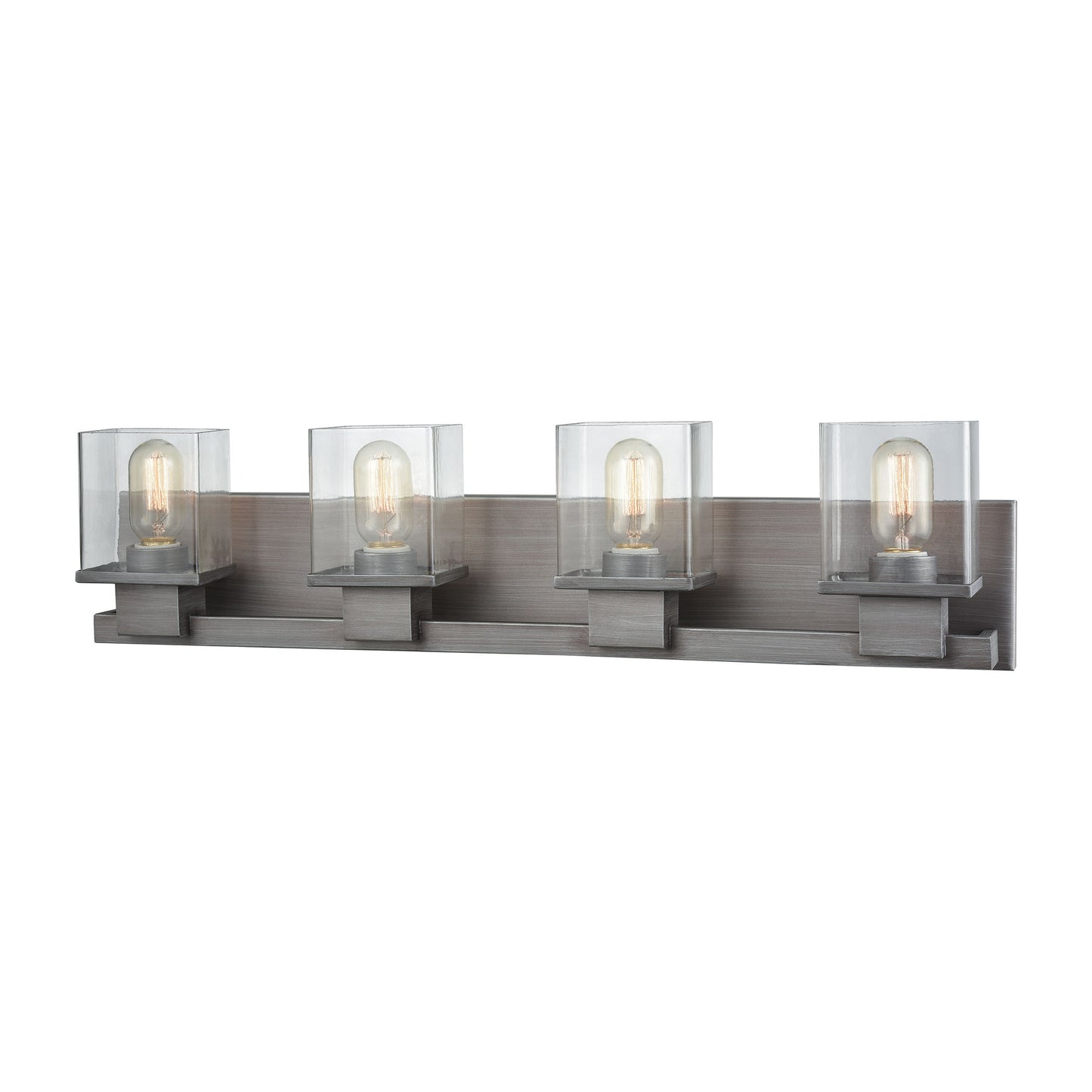 Hotelier 4-Light Vanity Sconce in Weathered Zinc with Clear Glass ELK Lighting | Sconces | Modishstore