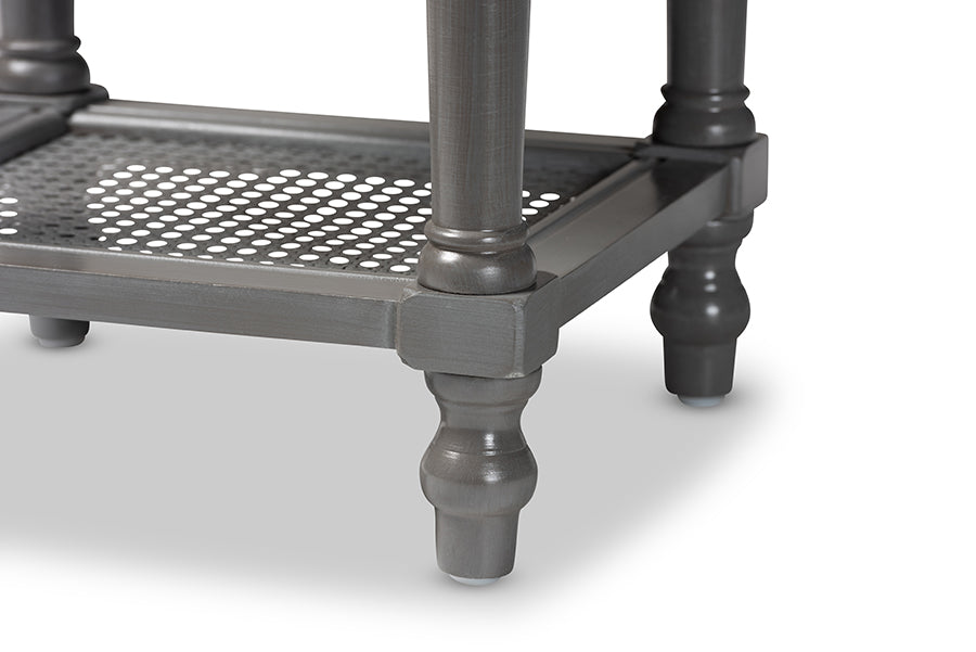 Baxton Studio Sheldon Modern and Contemporary Vintage Grey Finished Wood 1-Drawer Nightstand | Nightstands | Modishstore - 3