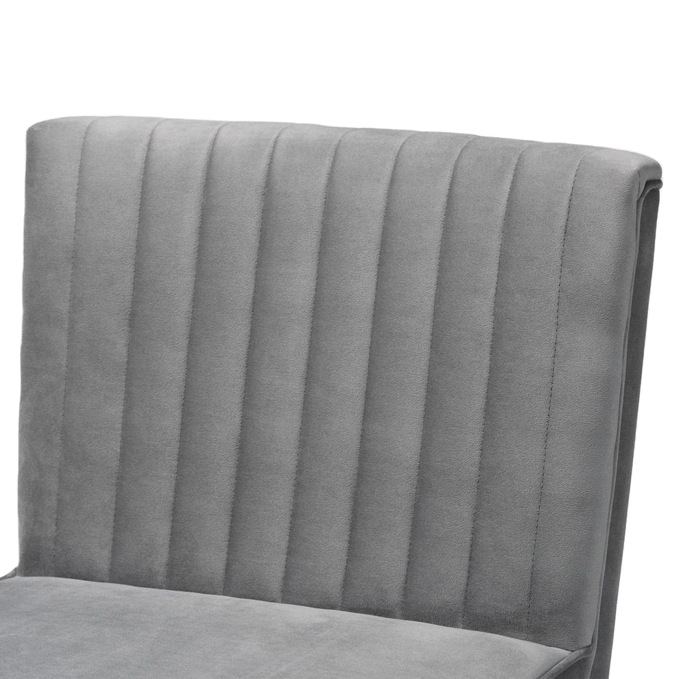 Baxton Studio Alvis Mid-Century Modern Grey Velvet Upholstered And Walnut Brown Finished Wood Dining Chair | Dining Chairs | Modishstore - 6
