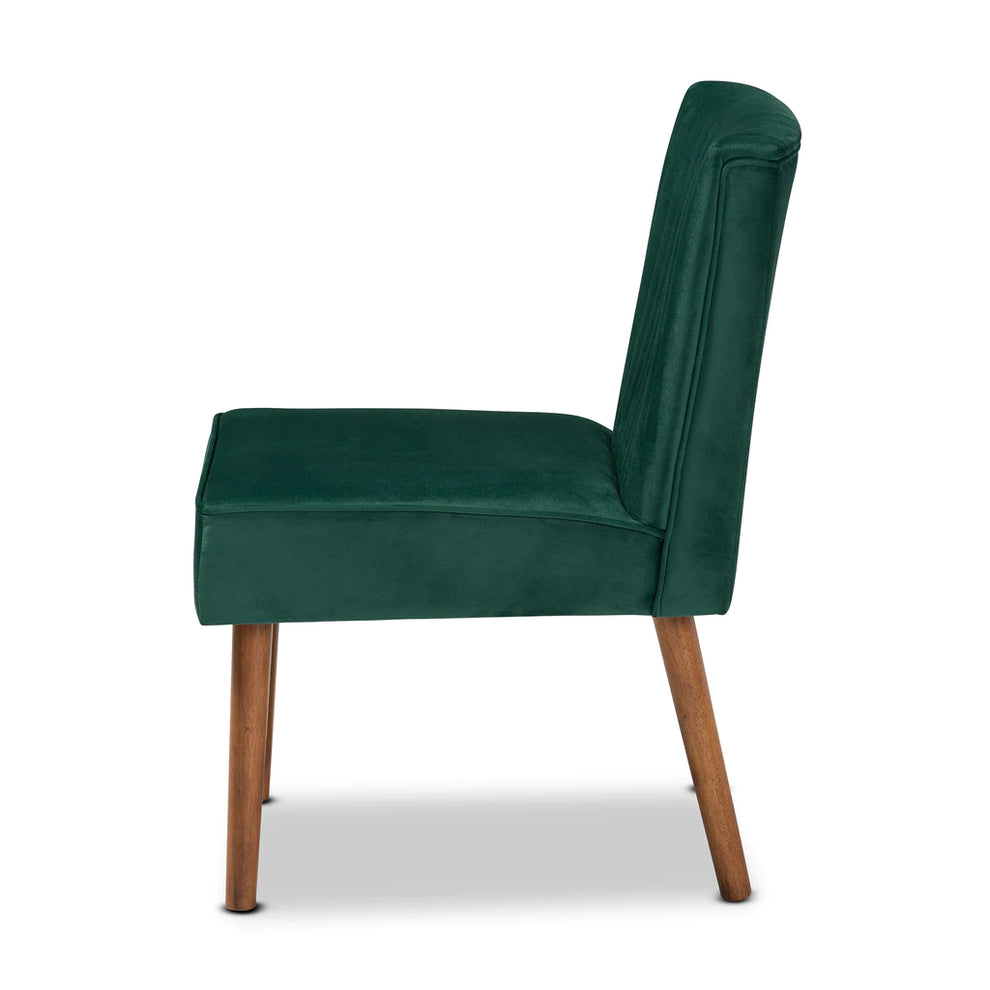 Baxton Studio Alvis Mid-Century Modern Grey Velvet Upholstered And Walnut Brown Finished Wood Dining Chair | Dining Chairs | Modishstore - 9