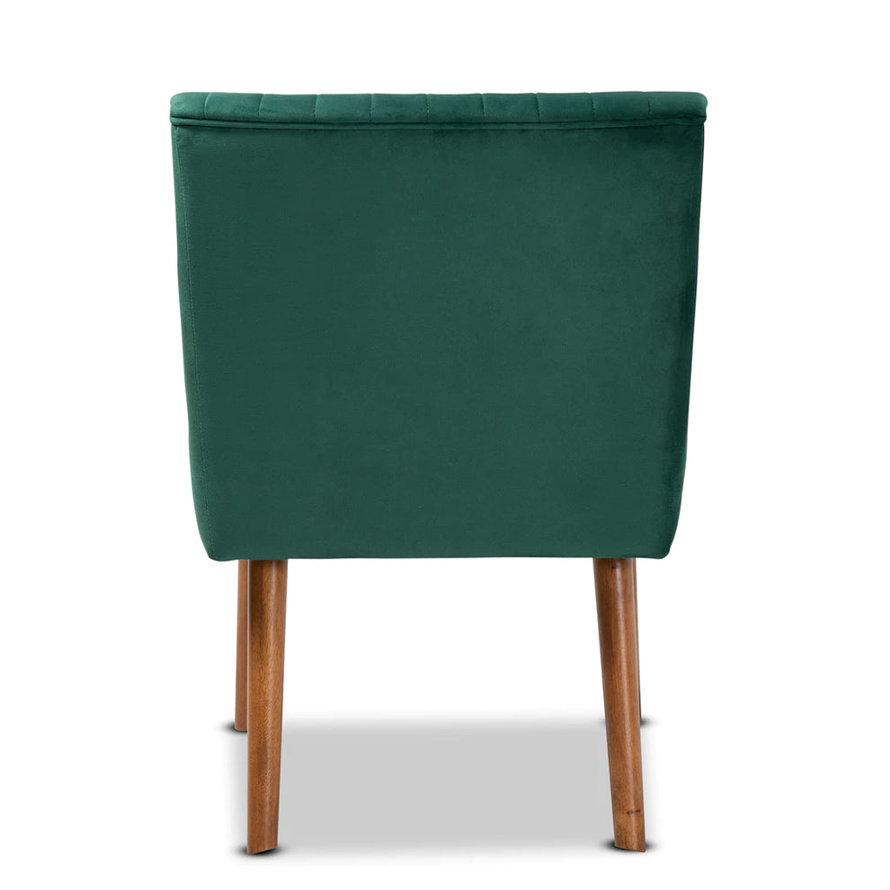 Baxton Studio Alvis Mid-Century Modern Grey Velvet Upholstered And Walnut Brown Finished Wood Dining Chair | Dining Chairs | Modishstore - 10