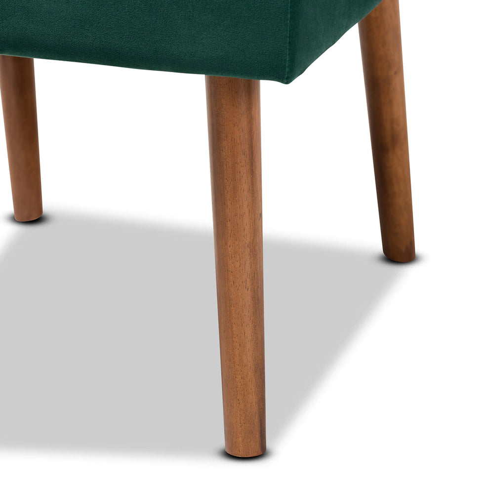 Baxton Studio Alvis Mid-Century Modern Grey Velvet Upholstered And Walnut Brown Finished Wood Dining Chair | Dining Chairs | Modishstore - 13