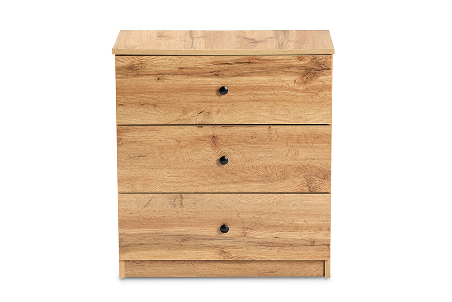 Baxton Studio Decon Modern and Contemporary Oak Brown Finished Wood 3-Drawer Storage Chest | Drawers | Modishstore - 5