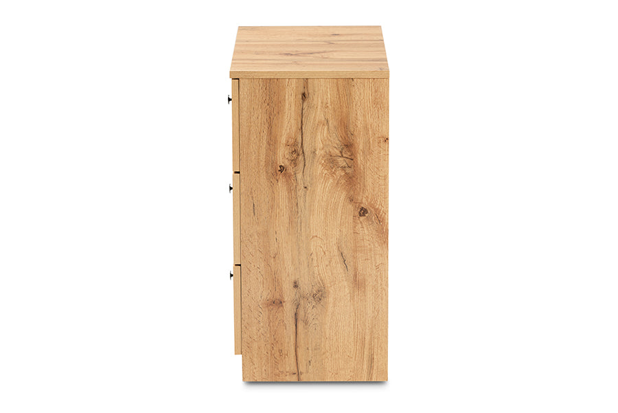 Baxton Studio Decon Modern and Contemporary Oak Brown Finished Wood 3-Drawer Storage Chest | Drawers | Modishstore - 4