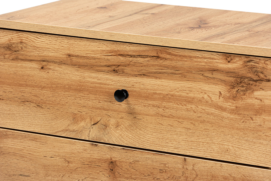 Baxton Studio Decon Modern and Contemporary Oak Brown Finished Wood 3-Drawer Storage Chest | Drawers | Modishstore - 3