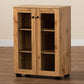 Baxton Studio Mason Modern and Contemporary Oak Brown Finished Wood 2-Door Storage Cabinet with Glass Doors | Cabinets | Modishstore - 3