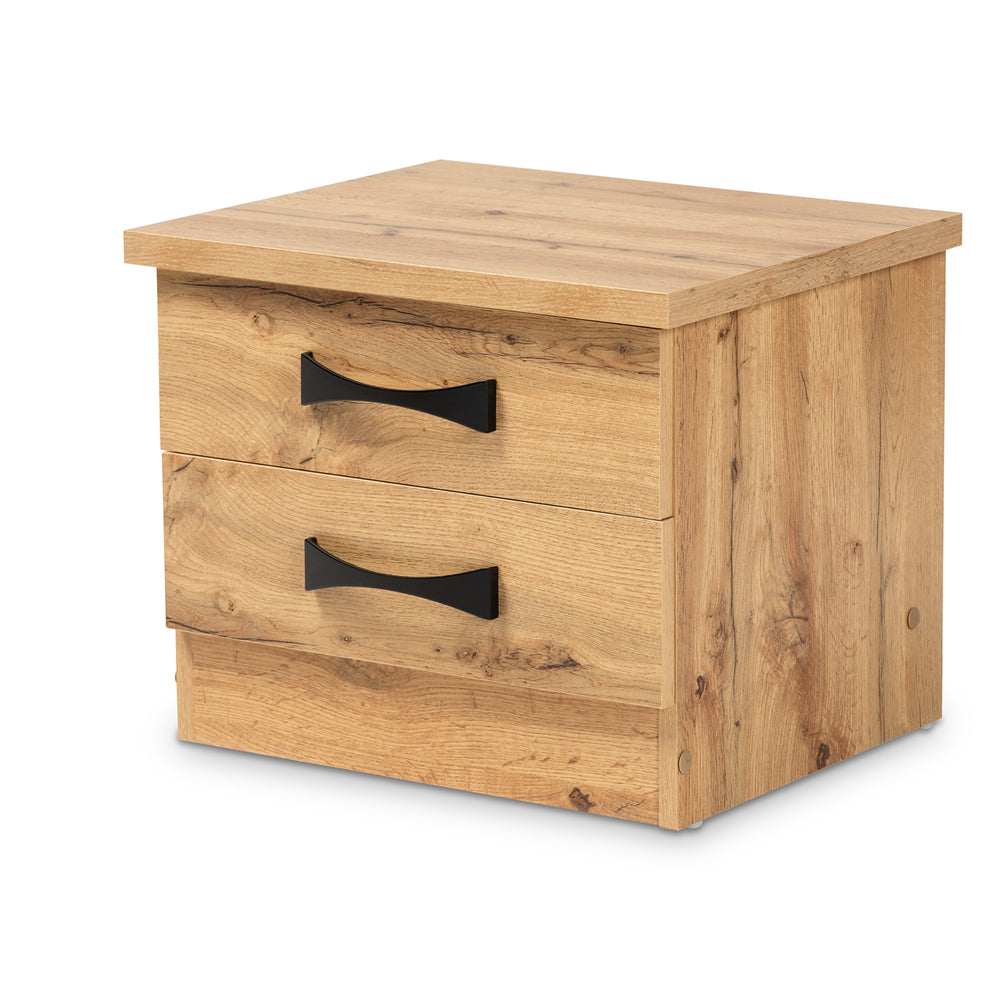 Baxton Studio Colburn Modern and Contemporary Oak Brown Finished Wood 2-Drawer Nightstand | Nightstands | Modishstore - 2