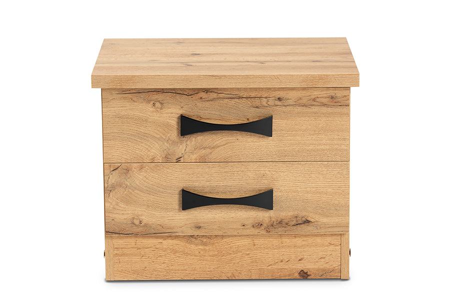 Baxton Studio Colburn Modern and Contemporary Oak Brown Finished Wood 2-Drawer Nightstand | Nightstands | Modishstore - 5