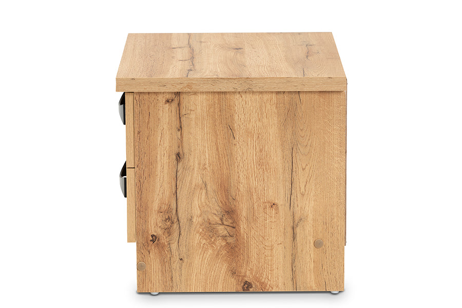 Baxton Studio Colburn Modern and Contemporary Oak Brown Finished Wood 2-Drawer Nightstand | Nightstands | Modishstore - 4
