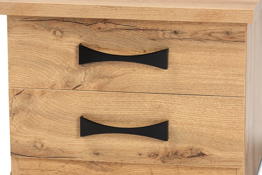 Baxton Studio Colburn Modern and Contemporary Oak Brown Finished Wood 2-Drawer Nightstand | Nightstands | Modishstore - 3