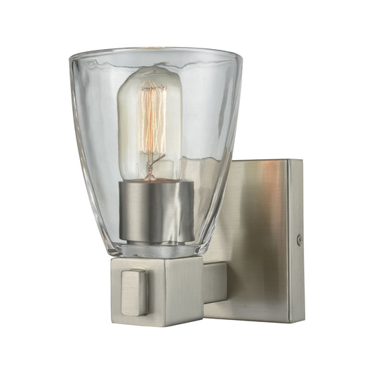 Ensley 1-Light Vanity Lamp in Satin Nickel with Square-to-Round Clear Glass ELK Lighting | Vanity Light | Modishstore