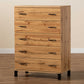 Baxton Studio Maison Modern and Contemporary Oak Brown Finished Wood 5-Drawer Storage Chest | Drawers | Modishstore - 3