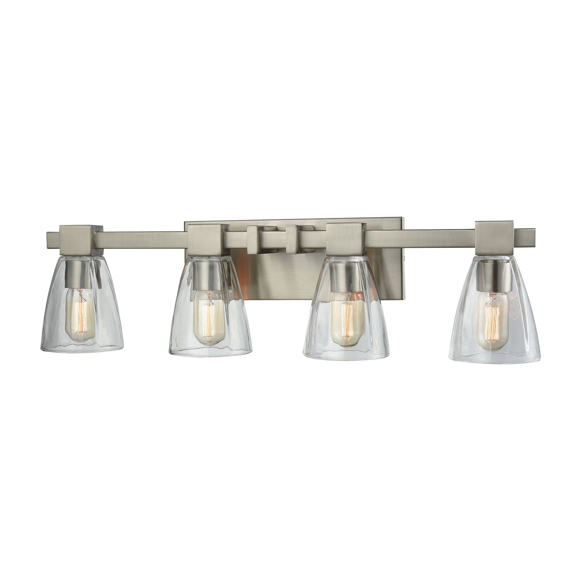 Ensley 4-Light Vanity Lamp in Satin Nickel with Square-to-Round Clear Glass ELK Lighting | Vanity Light | Modishstore