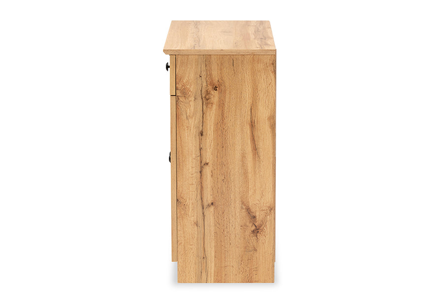 Baxton Studio Lauren Modern and Contemporary Oak Brown Finished Wood 2-Door Buffet Kitchen Cabinet | Cabinets | Modishstore - 4