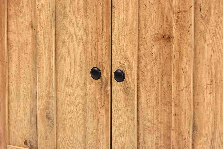 Baxton Studio Lauren Modern and Contemporary Oak Brown Finished Wood 2-Door Buffet Kitchen Cabinet | Cabinets | Modishstore - 3