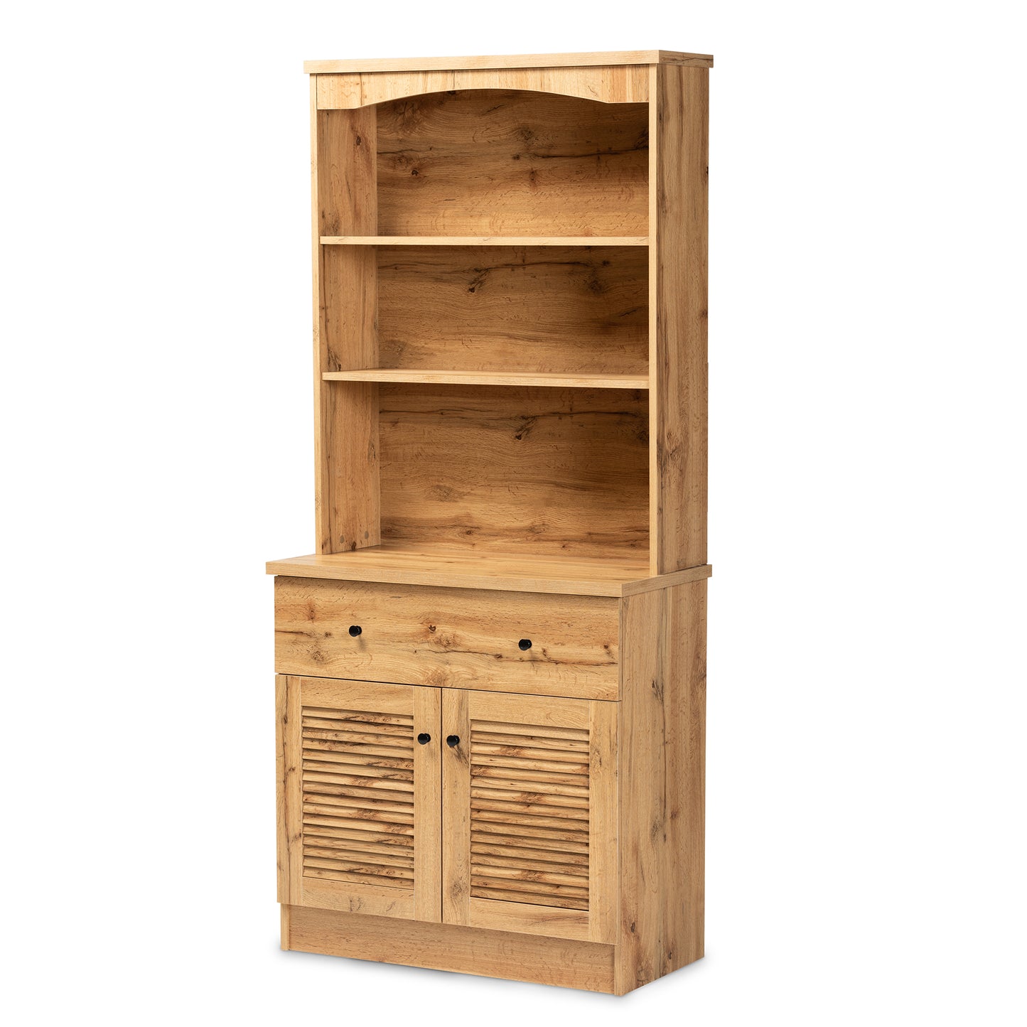 Baxton Studio Agni Modern and Contemporary Oak Brown Finished Wood Buffet and Hutch Kitchen Cabinet | Cabinets | Modishstore - 2