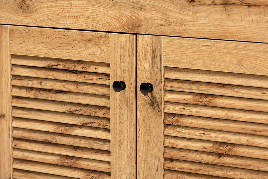 Baxton Studio Agni Modern and Contemporary Oak Brown Finished Wood Buffet and Hutch Kitchen Cabinet | Cabinets | Modishstore - 3