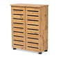 Baxton Studio Adalwin Modern and Contemporary Oak Brown Finished Wood 2-Door Shoe Storage Cabinet | Cabinets | Modishstore - 2
