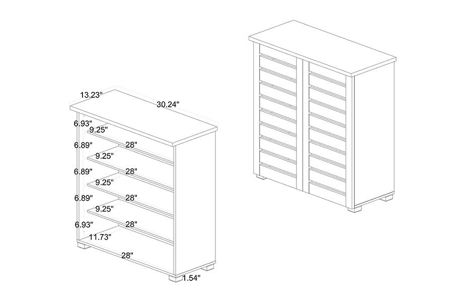 Baxton Studio Adalwin Modern and Contemporary Oak Brown Finished Wood 2-Door Shoe Storage Cabinet | Cabinets | Modishstore - 10