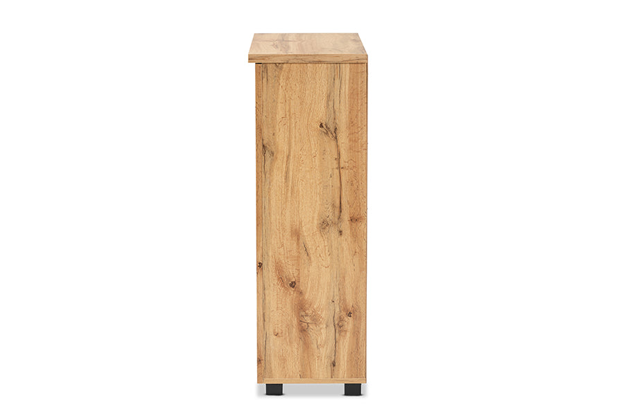 Baxton Studio Adalwin Modern and Contemporary Oak Brown Finished Wood 2-Door Shoe Storage Cabinet | Cabinets | Modishstore - 6
