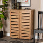 Baxton Studio Adalwin Modern and Contemporary Oak Brown Finished Wood 2-Door Shoe Storage Cabinet | Cabinets | Modishstore - 3
