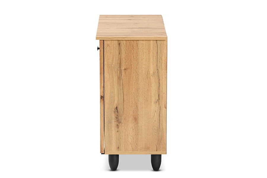 Baxton Studio Winda Modern and Contemporary Oak Brown Finished Wood 2-Door Shoe Cabinet | Cabinets | Modishstore - 6