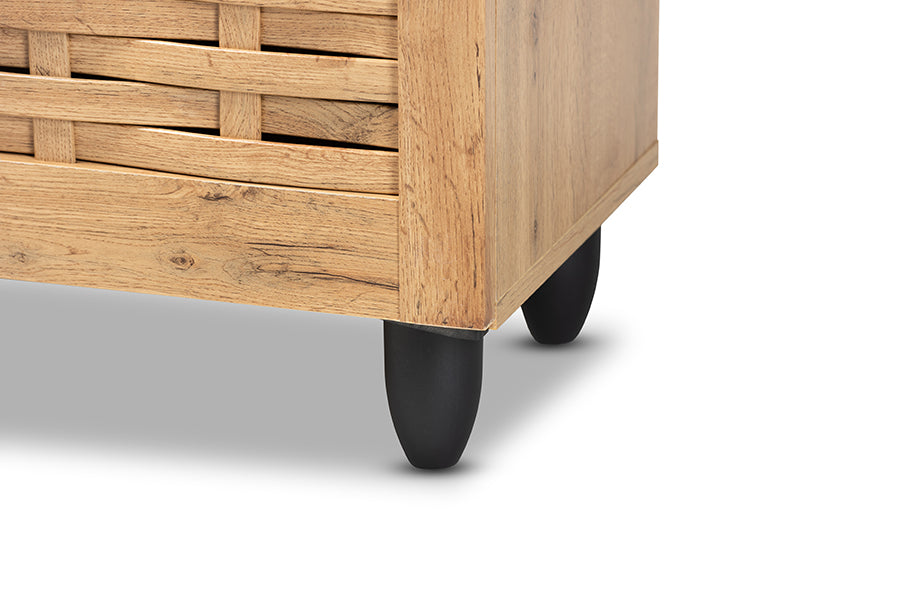 Baxton Studio Winda Modern and Contemporary Oak Brown Finished Wood 2-Door Shoe Cabinet | Cabinets | Modishstore - 4