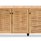 Baxton Studio Winda Modern and Contemporary Oak Brown Finished Wood 3-Door Shoe Cabinet | Cabinets | Modishstore - 7