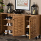 Baxton Studio Winda Modern and Contemporary Oak Brown Finished Wood 3-Door Shoe Cabinet | Cabinets | Modishstore