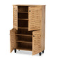 Baxton Studio Winda Modern and Contemporary Oak Brown Finished Wood 4-Door Shoe Storage Cabinet | Cabinets | Modishstore - 7