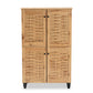 Baxton Studio Winda Modern and Contemporary Oak Brown Finished Wood 4-Door Shoe Storage Cabinet | Cabinets | Modishstore - 6