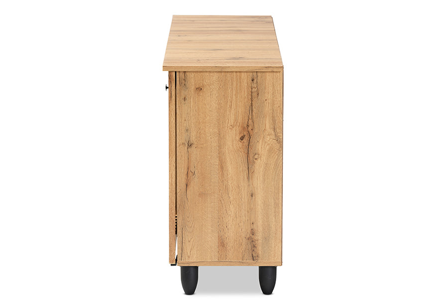 Baxton Studio Fernanda Modern and Contemporary Oak Brown Finished Wood 3-Door Shoe Cabinet | Cabinets | Modishstore - 6