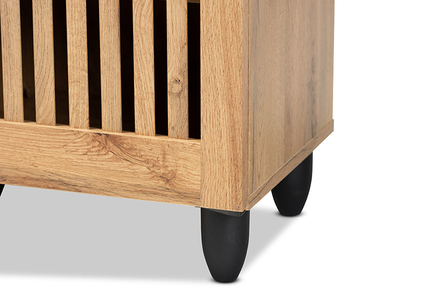 Baxton Studio Fernanda Modern and Contemporary Oak Brown Finished Wood 3-Door Shoe Cabinet | Cabinets | Modishstore - 4