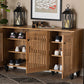 Baxton Studio Fernanda Modern and Contemporary Oak Brown Finished Wood 3-Door Shoe Cabinet | Cabinets | Modishstore